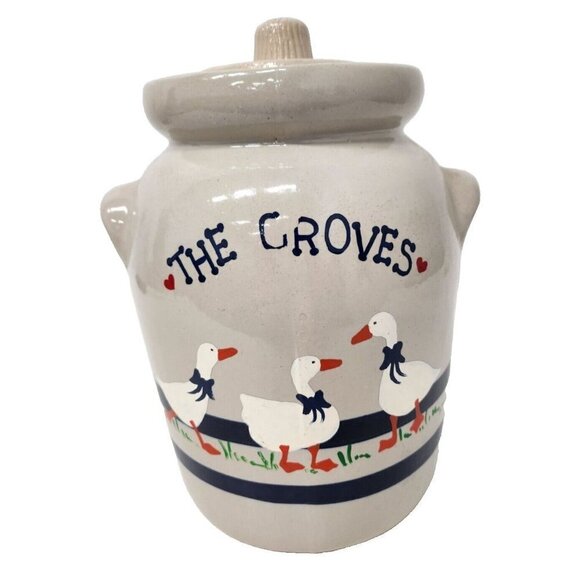 Vintage 1989 Roosevelt Pottery Large Goose Cookie Jar Farmhouse Country 12" - Picture 1 of 13